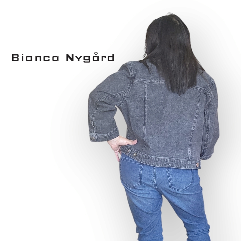 Bianca Nygård Blue Denim Button Up Jacket Womens Size 14 - Picture 7 of 9